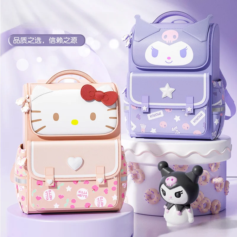 Sanrio Hello Kitty 'S Nieuwe Load-Reducerende Nok-Tas Cartoon Mooie Kulomie Kinderrugzak Met Grote Capaciteit.