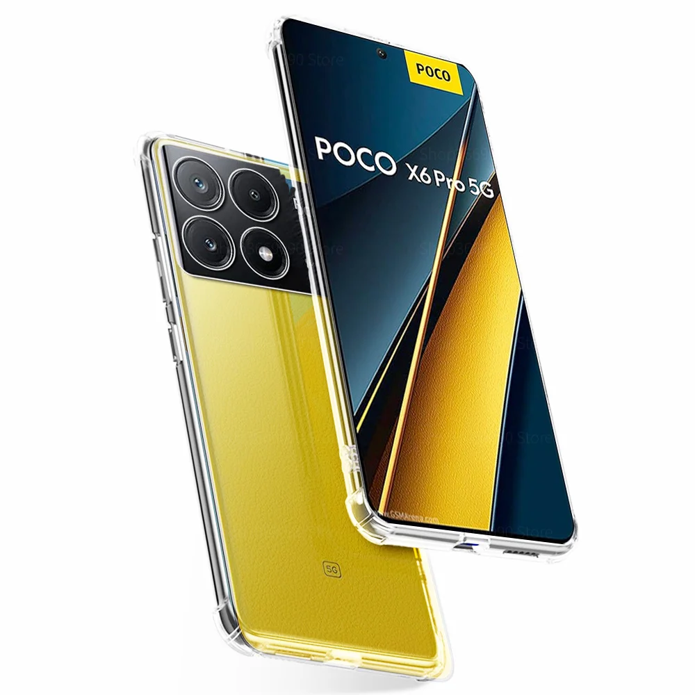 Clear Camera Protection Phone Case For Xiaomi Poco X6 Pro 5G Soft TPU Silicon Shockproof Back Shell Poko Little X6 Pro X 6 x6Pro