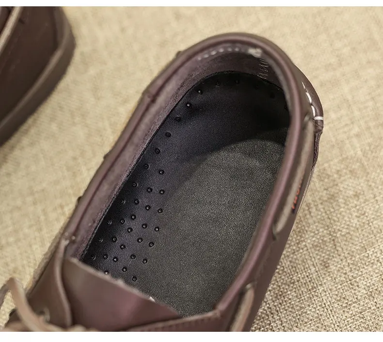 Herren Bootsschuhe aus echtem Rindsleder, schnelltrocknend, zum Schnüren, Retro-Fashion, lässige flache Schuhe, klassisch, 2026 Neues Design, Größen 39-47 – Detail 6