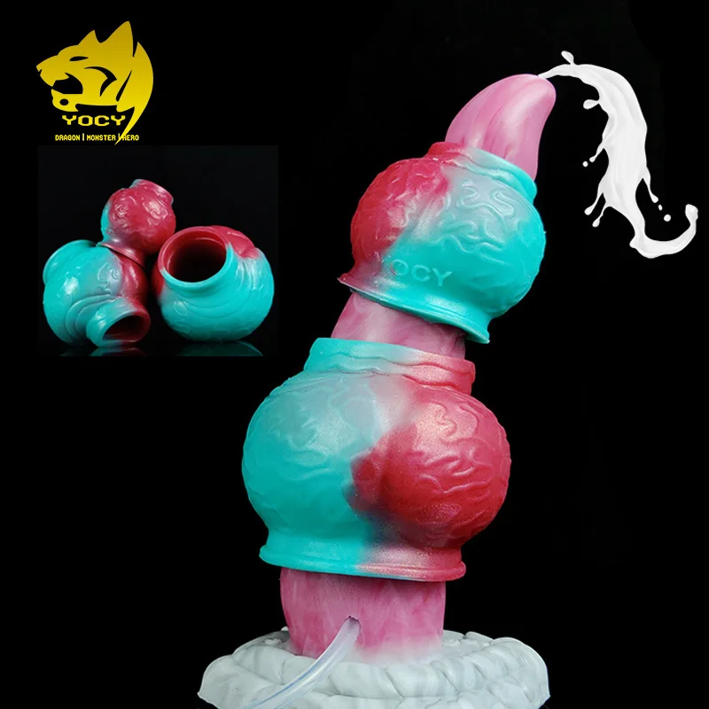 YOCY Squirting Anal Plug Curved G-Spot Massager Fantasy Dildo Silicone Groy Meat Color Big Knot Dildos Sex Toy For Adult 18+