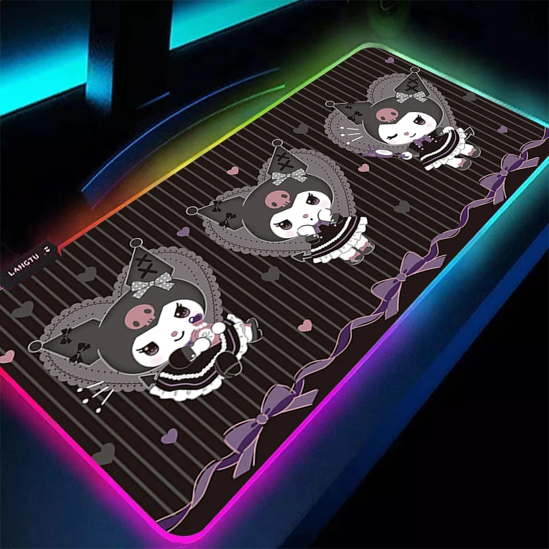 

Rubber Mouse Pad RGB PC Computer Gaming Kuromi 90x40cm Accessories E-sports Players Mousepad Desk Mat LED Backlight Gamer Carpet