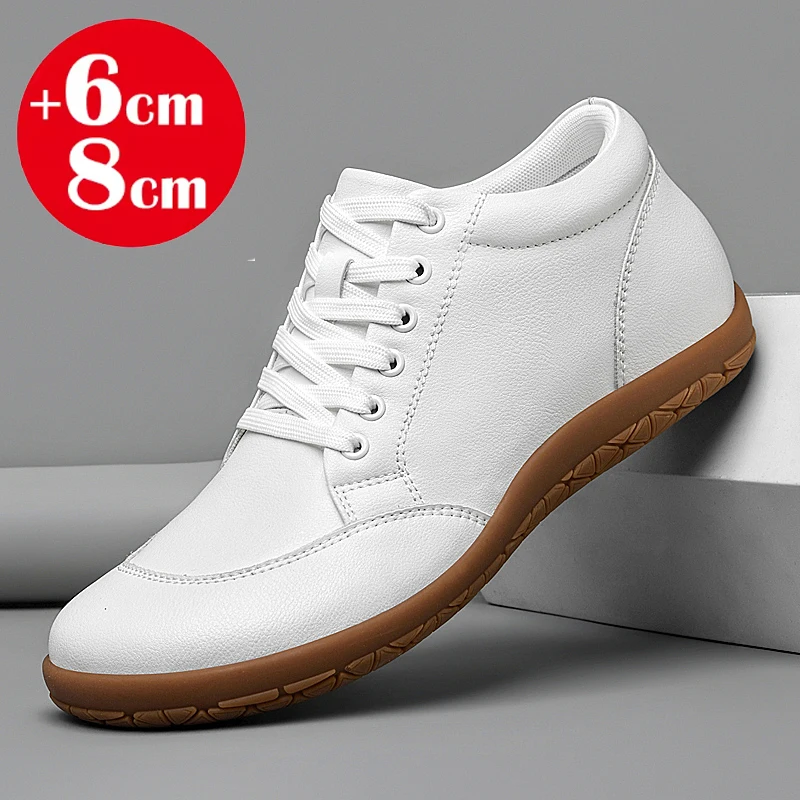 Height Boosting Sneakers Elevator Shoes Men's Height‑Increasing Flat Board Shoes Daily Wear Wide Toe Lift Sole Casual Shoes