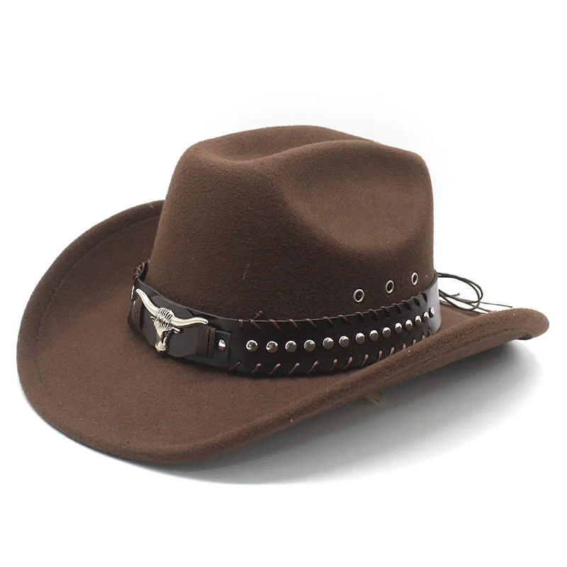 

Новая широкополая ковбойская шляпа в западном стиле, фетровая шляпа с рогами, для езды по степи, в тибетском стиле, мужская шляпа