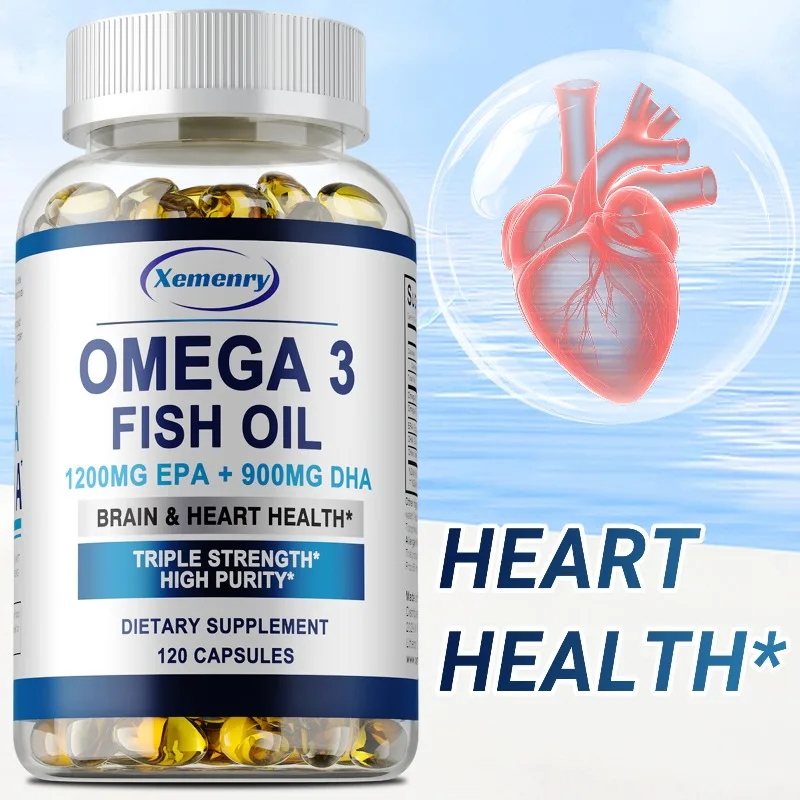

Omega 3 Fish Oil Capsules - Maintain Brain, Heart, Joint Health, Improve Immunity, and Promote Metabolism