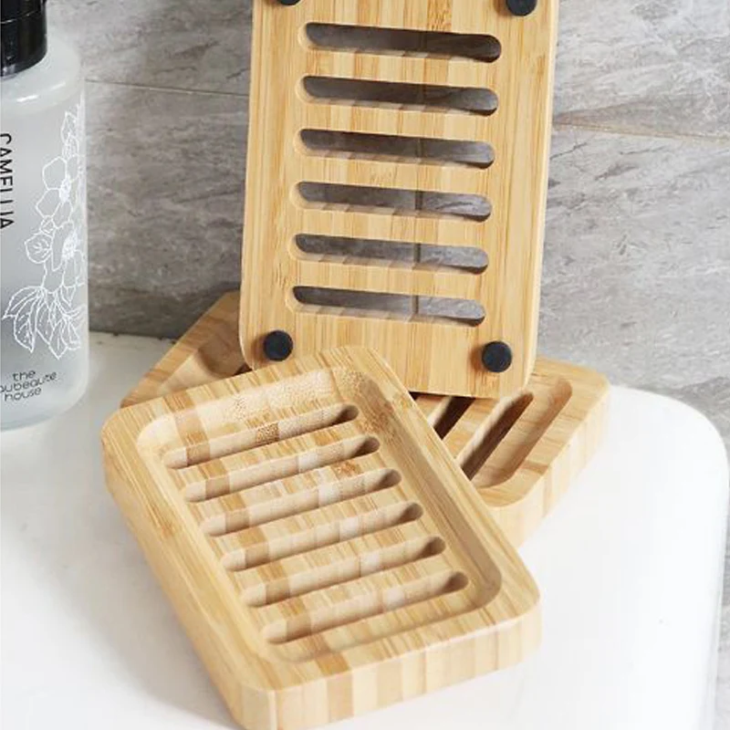 Bamboo Case Tray Wooden Prevent Mildew Drain Soap Box Natural Bamboo Dishes Bath Soap Holder Container Bathroom Washroom Tools