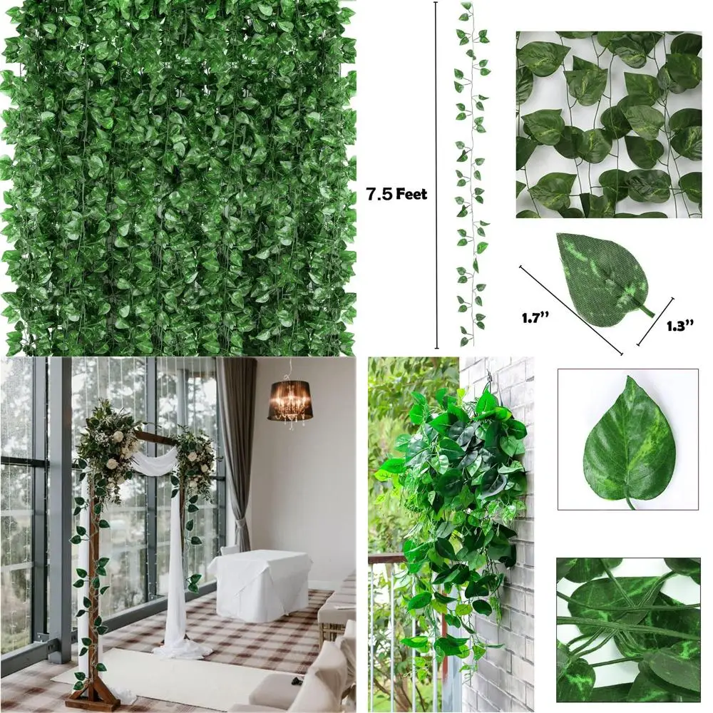 

144-Piece Artificial Ivy Garland with Green Leaves for Home and Garden Wall Decoration