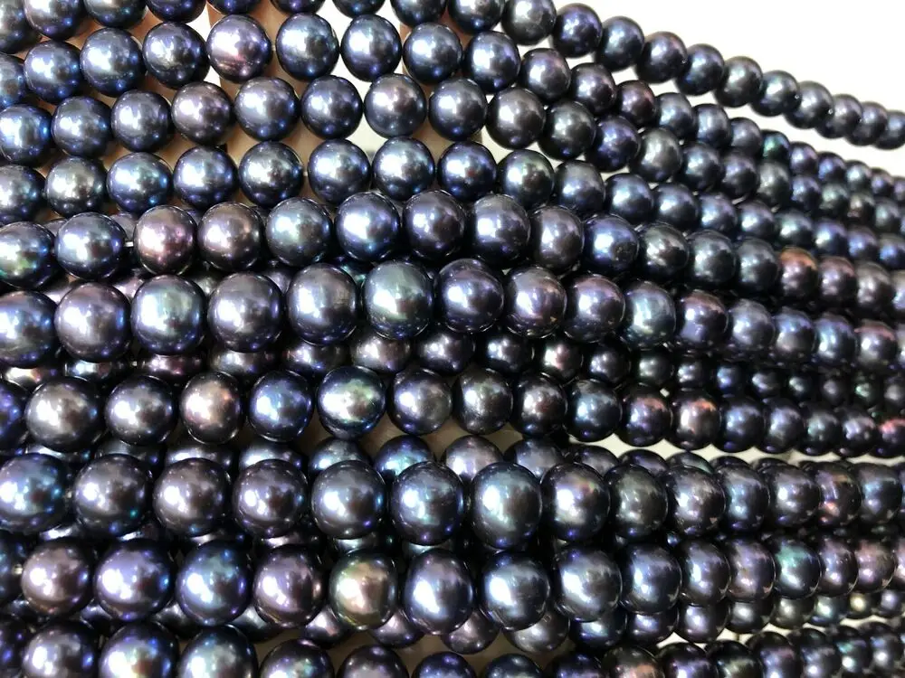 18 Inch AAA 7-8MM SOUTH SEA Tahitian Black Blue PEARL NECKLACE