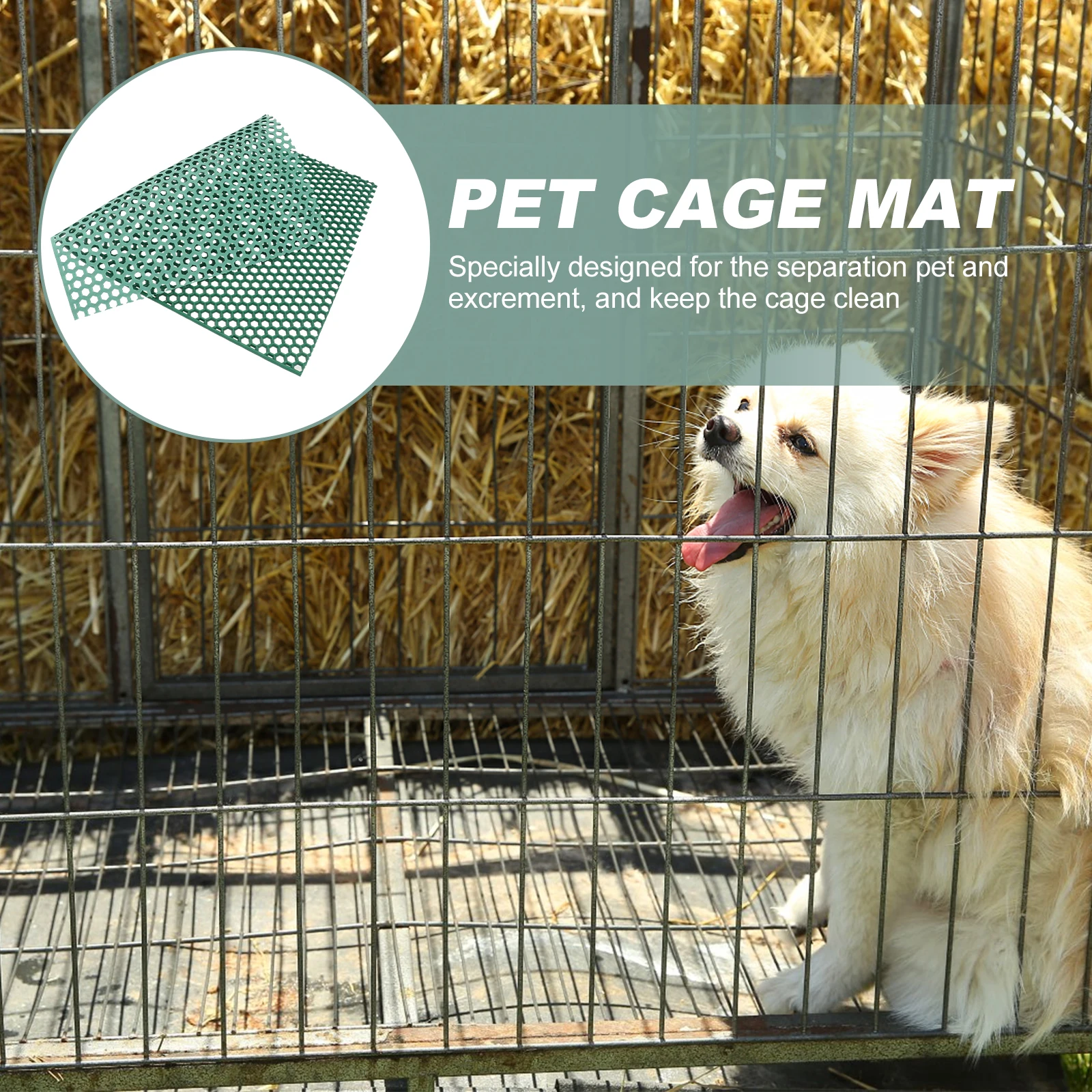 

1pc Dog Crate Pad PVC Base Plate Washable Small Animal Pads Green Material Cage Mat Drain Pet Urine Quick Breathable Hole