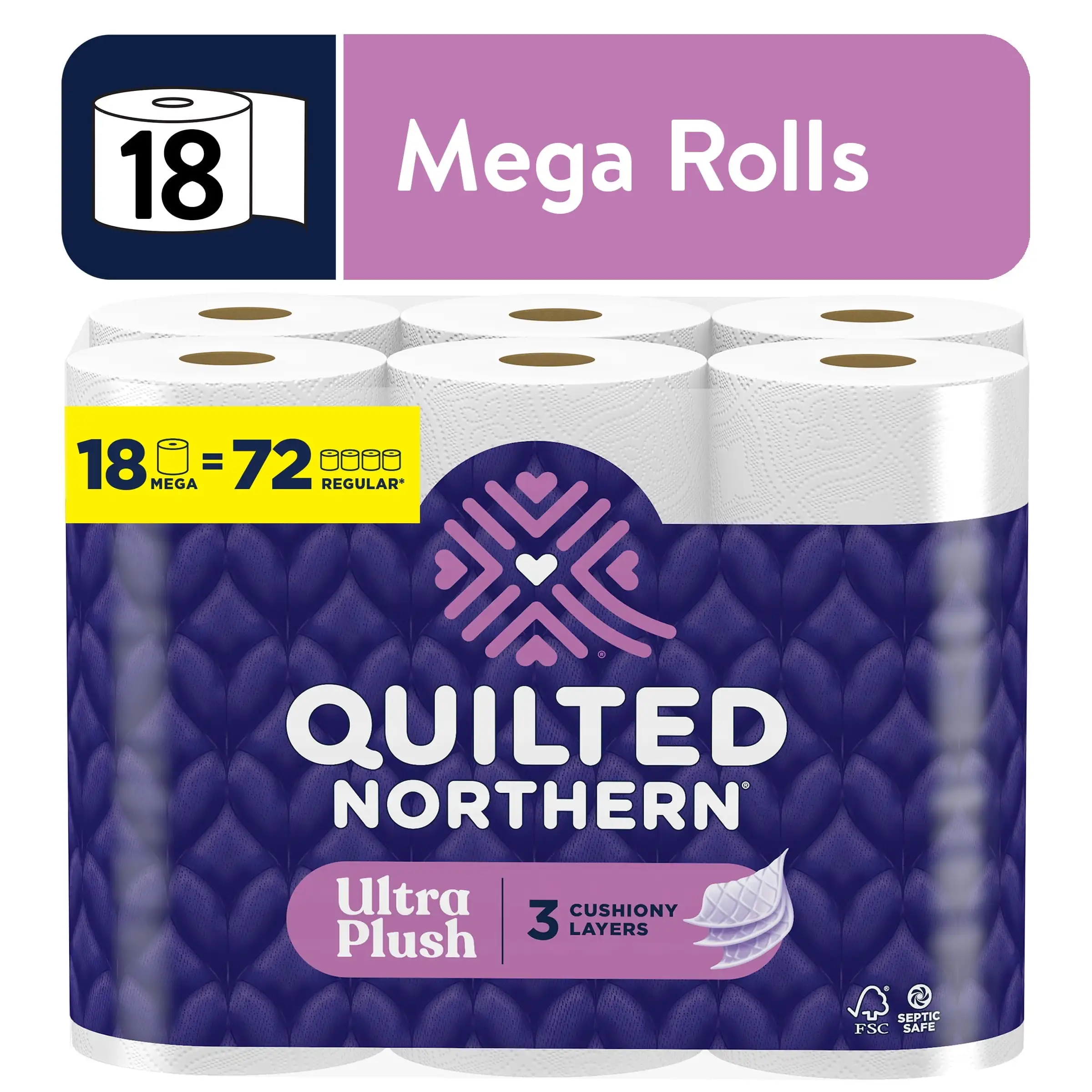 

Ultra Plush 3-Ply Toilet Paper, 18 Mega Rolls