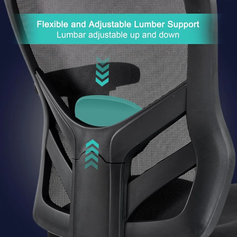 Ergonomic Office Chair with Mesh Back, Adjustable Lumbar Support and Armrests for Comfortable Computer Desk Use