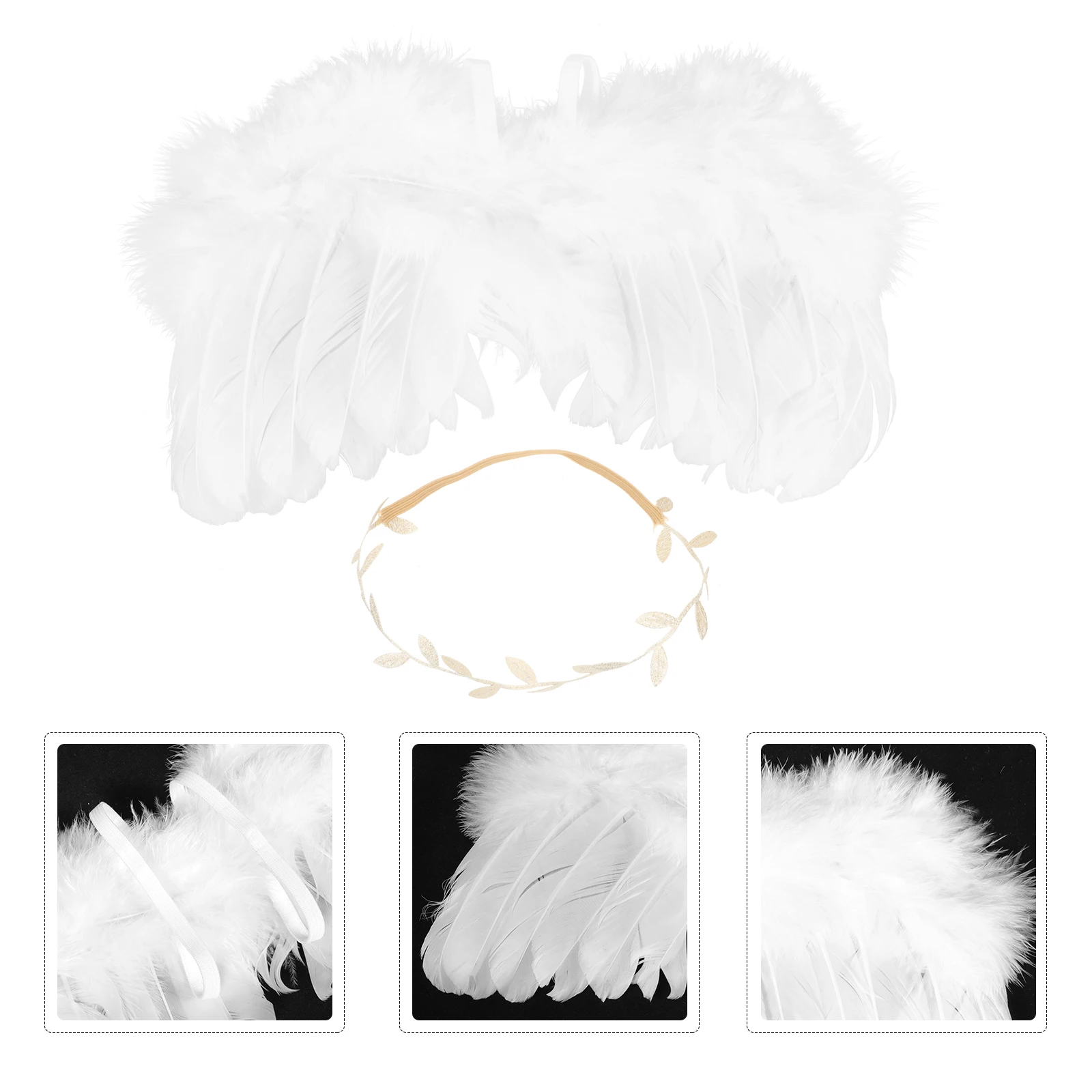 

1 set 1 Set Angel Decor Cosplay Fairy Costume Wings Prop Golden Leaves Headband Lightweight Party Performance Photo Stage