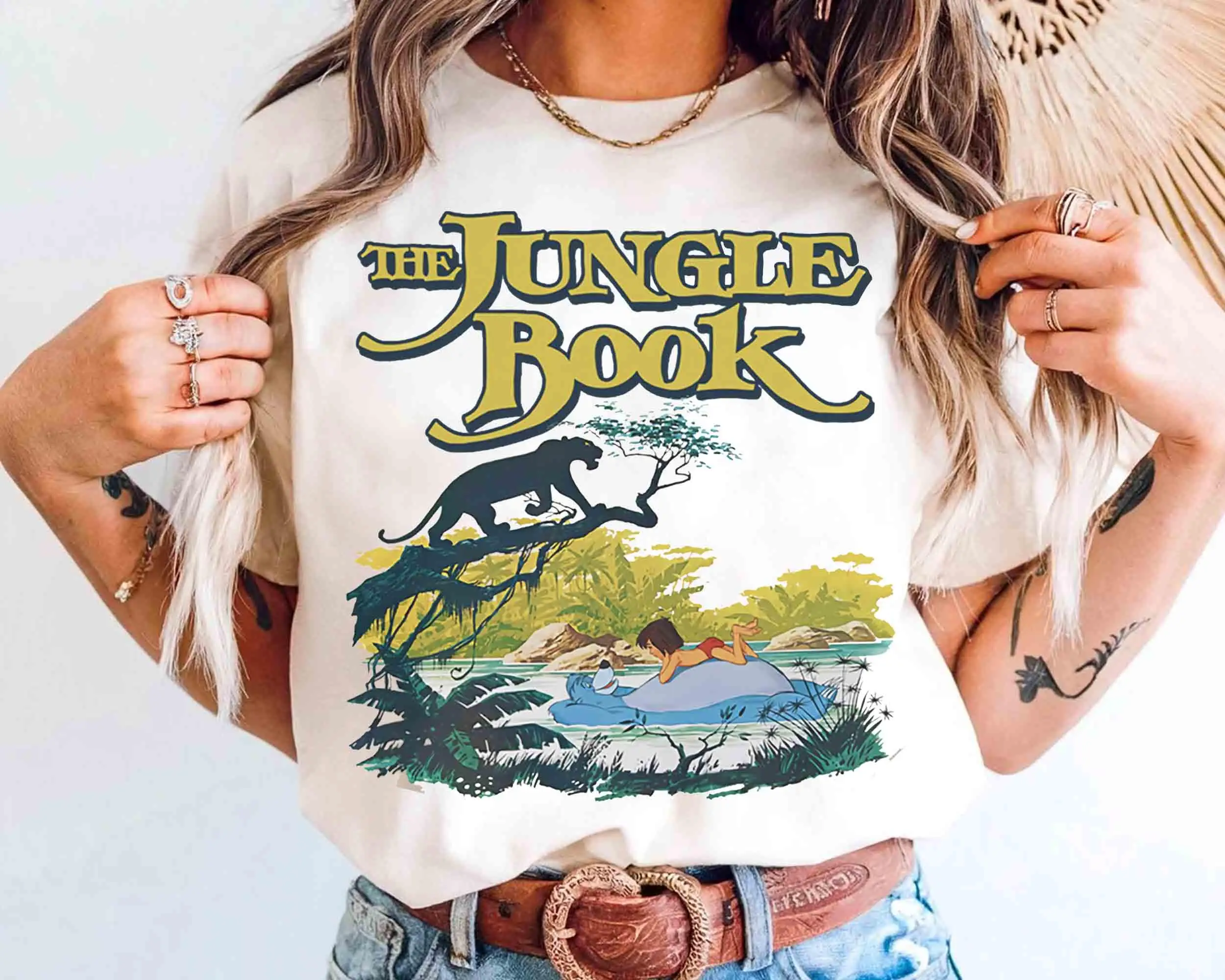 Disney el libro de la selva Mowgli Baloo Bagheera cómic Retro camisa Magic Kingdom camiseta Unisex