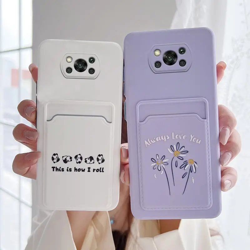 Xiaomi用カードホルダー付き漫画電話ケース,x3,nfc,x3,pro,x4,m4,prof3,x2,m5,x3,x4,gt,poko,x3pro,g,5g