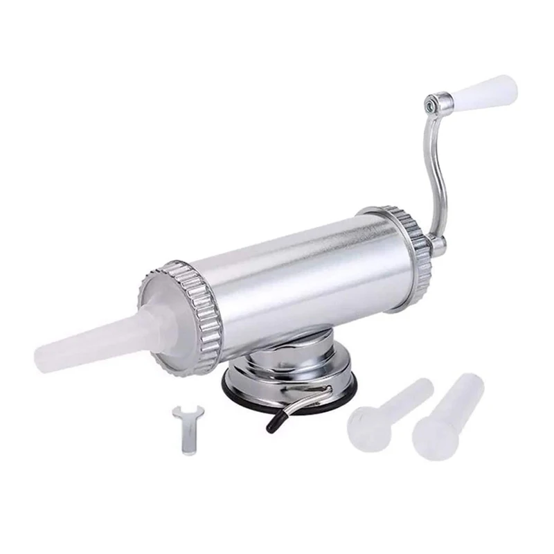 

5 LBS Homemade Aluminum Meat Sausage Maker Sausage Stuffer With Suction Base Horizontal Kitchen Packed 3 Nozzles Tubes