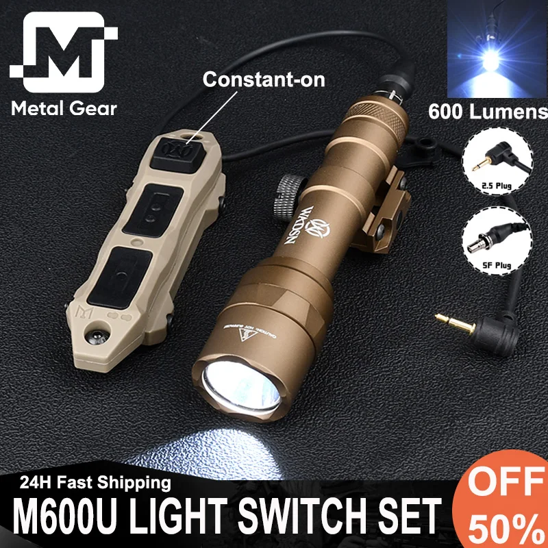 

Tactical M600U Scout Light Wadsn M600u Flashlight 600Lumens Hunting Spotlight Dual Function Pressure Switch Mlok Keymod 20MMRail