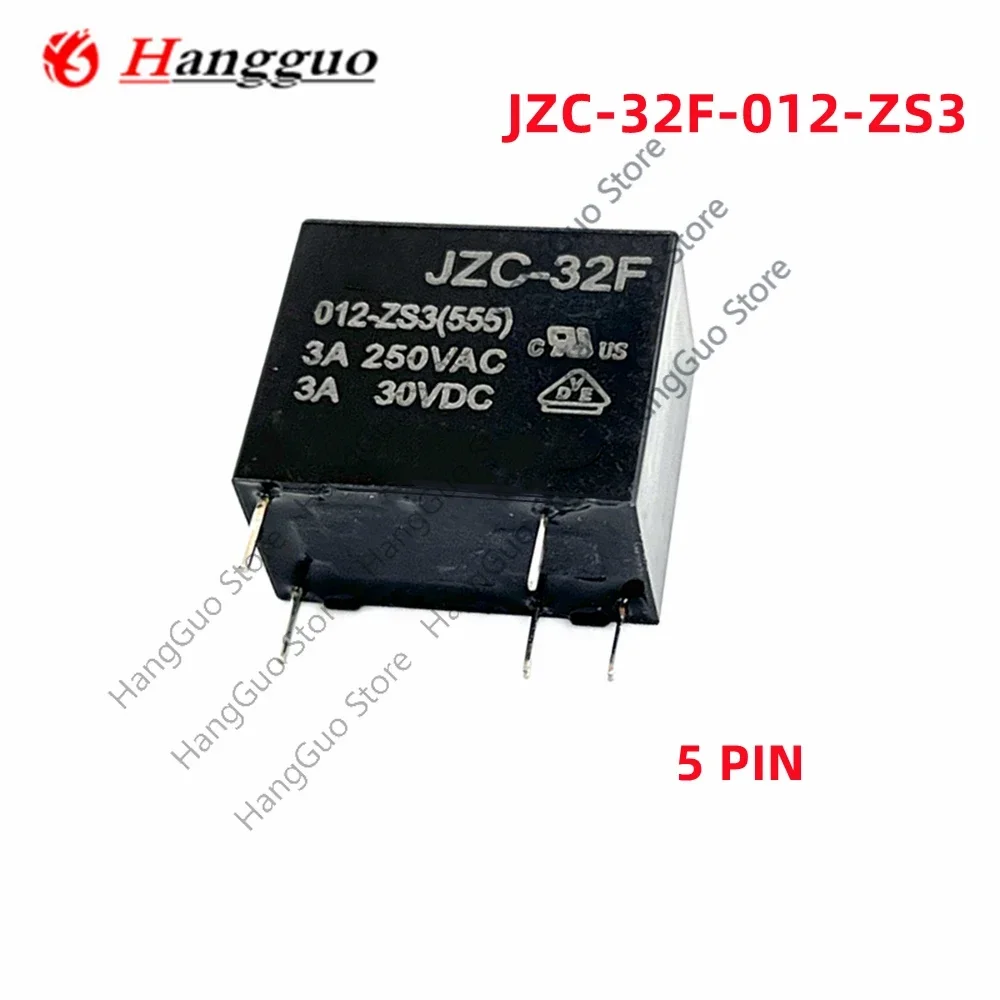 5PCS/Lot Original  HF32F JZC-32F 5V 12V 24V Power Relays JZC-32F-005-ZS3 JZC-32F-012-ZS3 JZC-32F-024-ZS3 3A 250VAC  5PIN  Relay