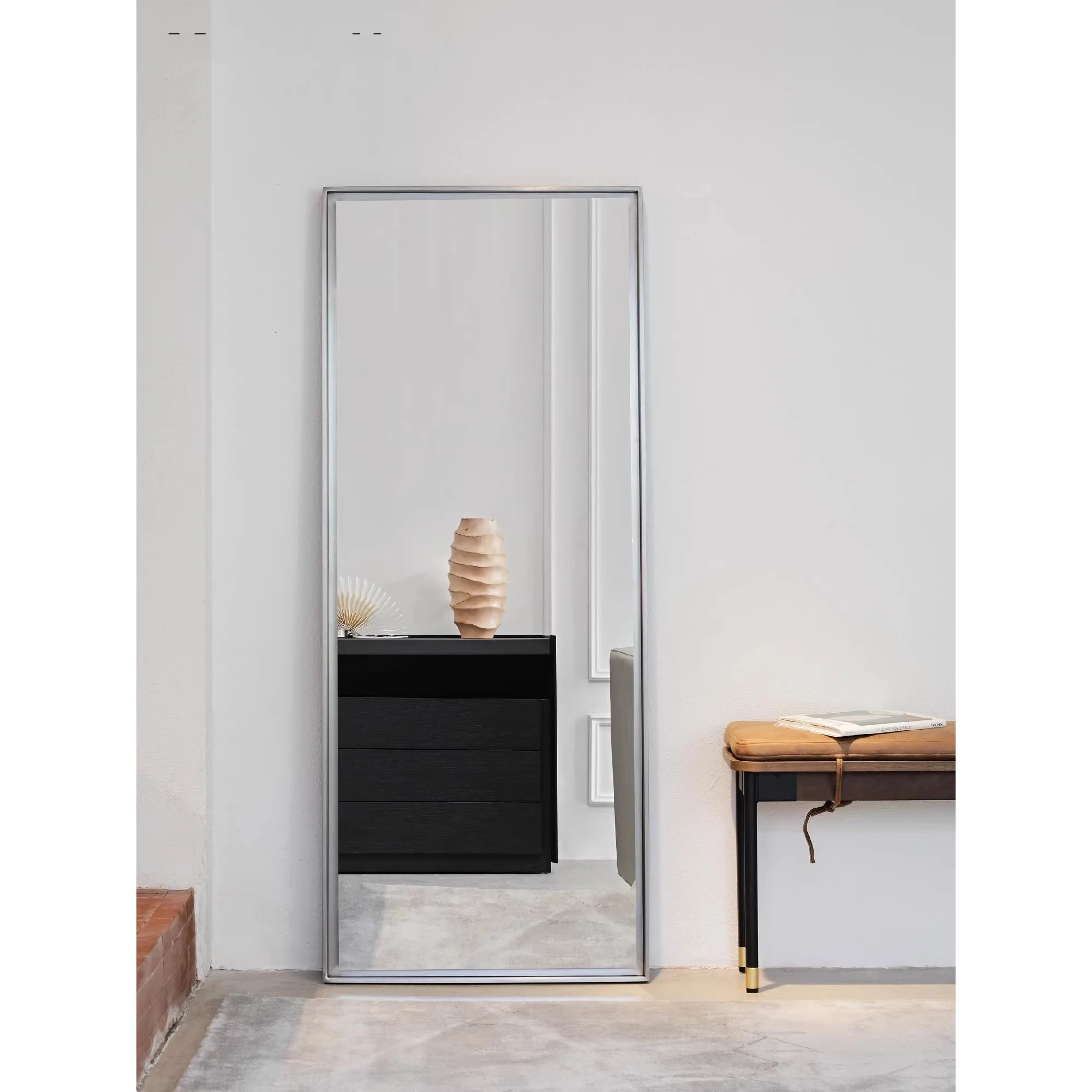 Customized Stainless Steel High-Definition Full-Length Mirror Minimalist Style Furniture Art Decoration Bedroom Dressing Mirror