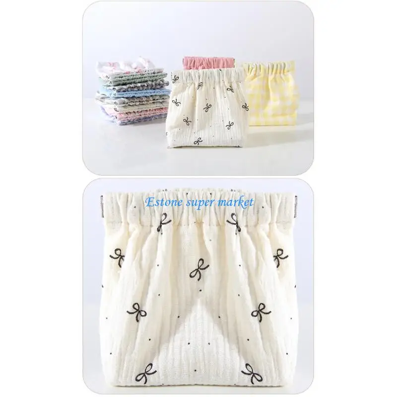 

090B Printed Cotton Utility Pouches Automatic Closure Portable Storage Solution For Cosmetic Diapers And Items