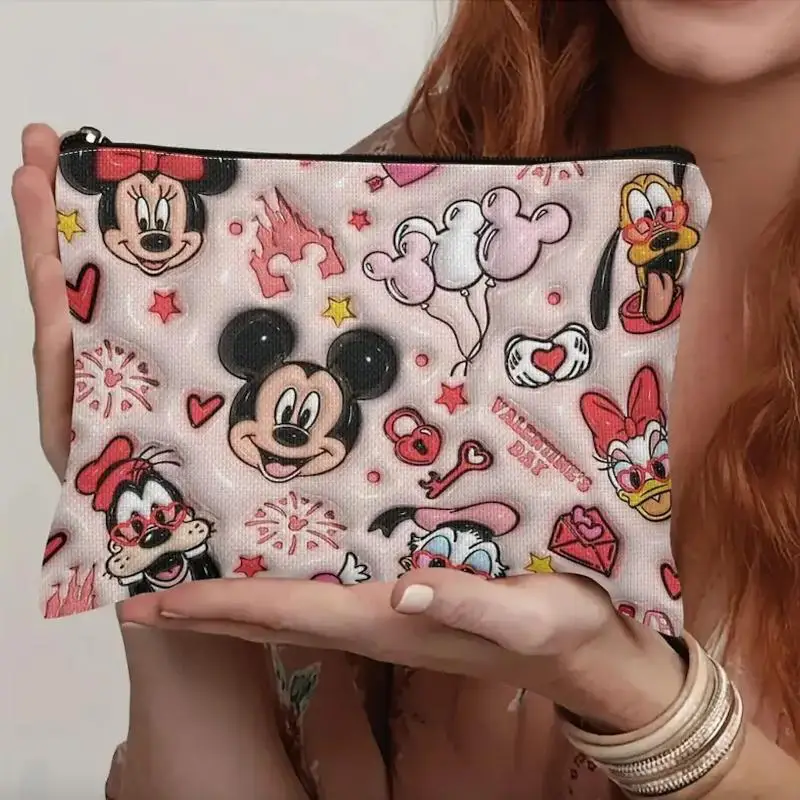 

Kawaii Disney Mickey Mouse Donald Duck Cartoon Makeup Bag Pluto Printed Toilet Storage Bag Large Capacity Friends Birthday Gift