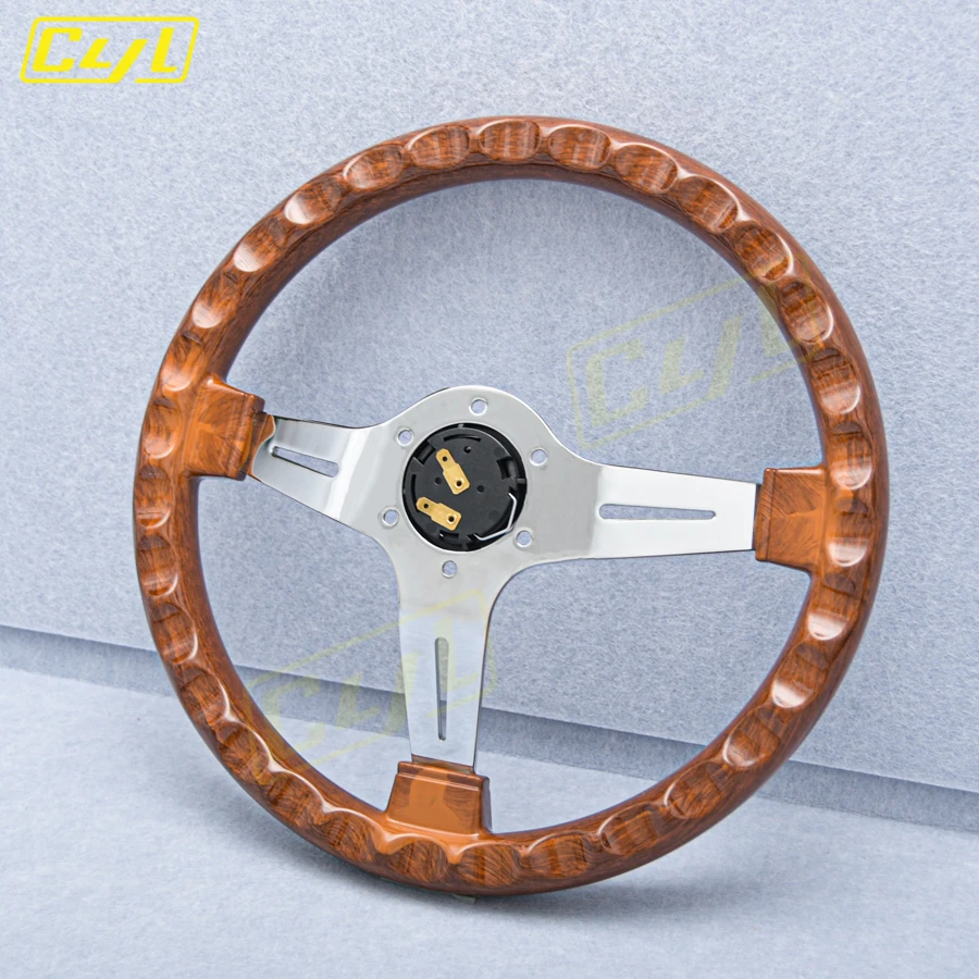 14inch 350mm Wooden Steering Wheel Classic Vintage Car Racing Sports Steering Wheel With Rivet