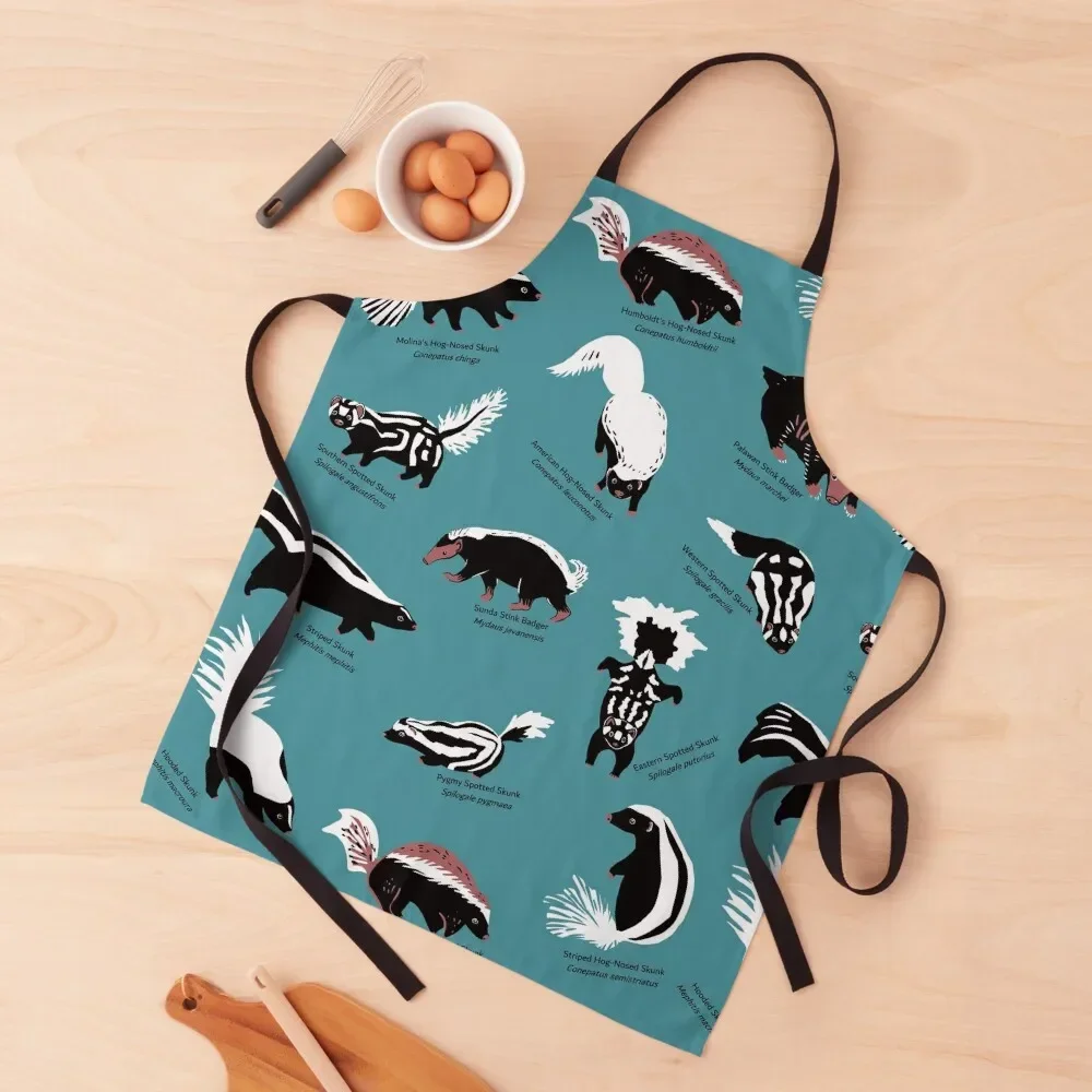 

Skunks of the World: Species of Family Mephitidae Apron New year's Waiter Uniforms Kitchen Kawaii Accessories Apron