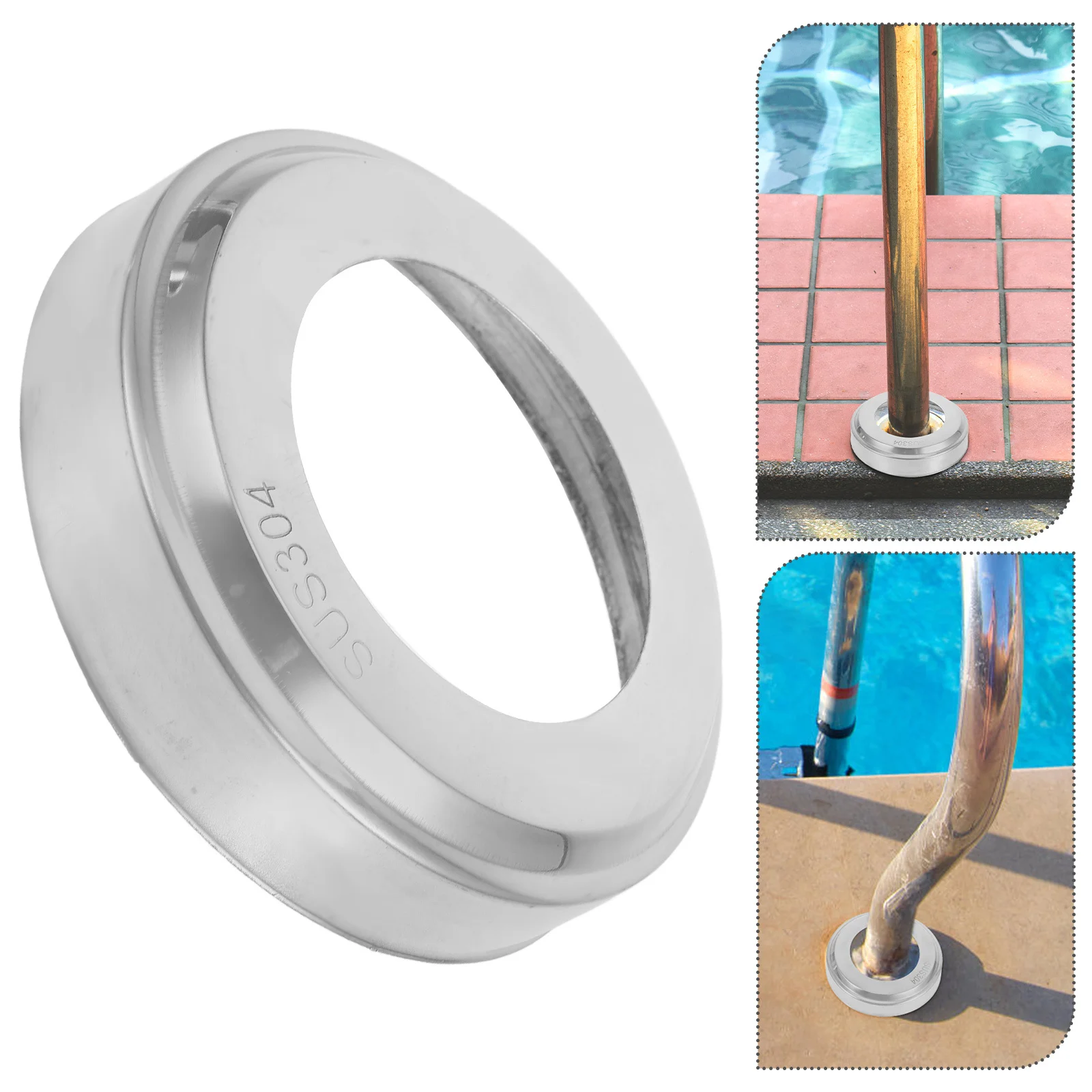 

4Pcs Handrail Covers Heavy Duty Stainless Steel Escutcheons Round Tube Pool Ladder Spare Parts Inground Swimming Pool