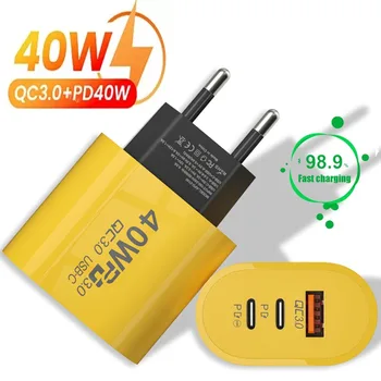 40W çift PD 1 Usb hızlı şarj adaptörü ab/abd tak IPhone Xiaomi Samsung Huawei telefon hızlı şarj 3.0 USB tip C şarj