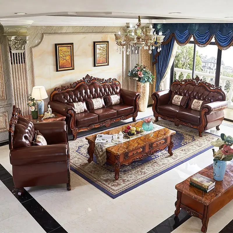 

Customizable European leather sofa living room 123 combination