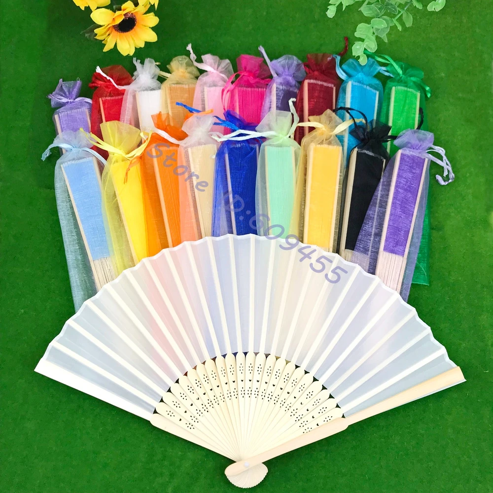 30/35PCS Customized Wedding Fans With Organza Bag Packaged,DIY Hand Foldable Fan,Bridal Shower Favors,Birthdays,First Communions