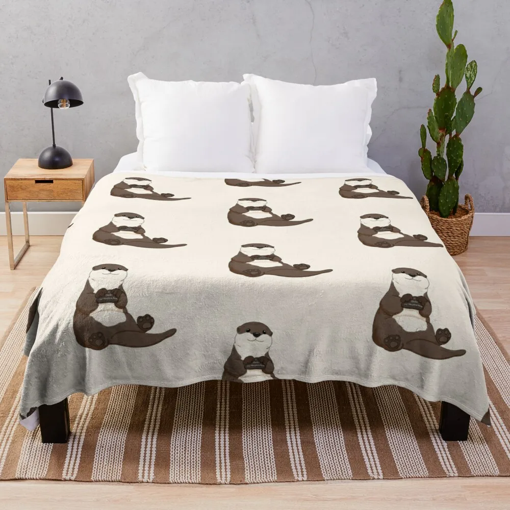 Cute You're My Favorite Rock Otter Throw Blanket Bed linens Flannel Fabric Blankets