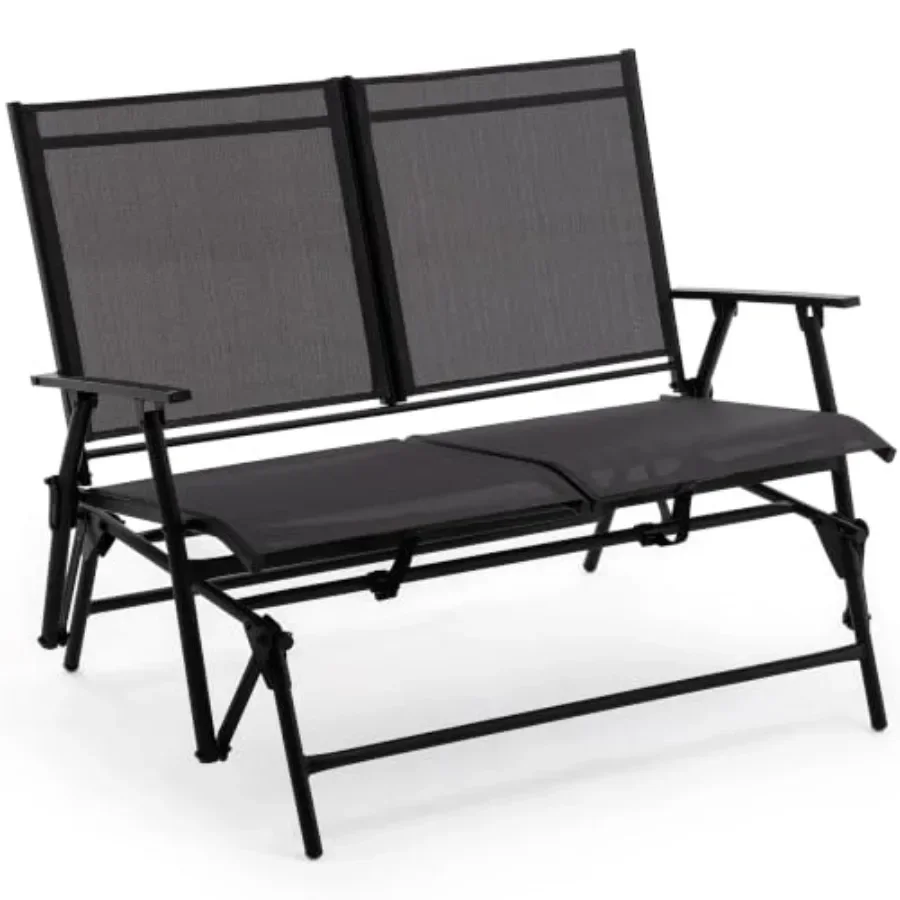 2-Person Outdoor Glider Bench No Assembly Required, Glider Loveseat for Outside Patio with Smooth Rocking, Patio Glider with St