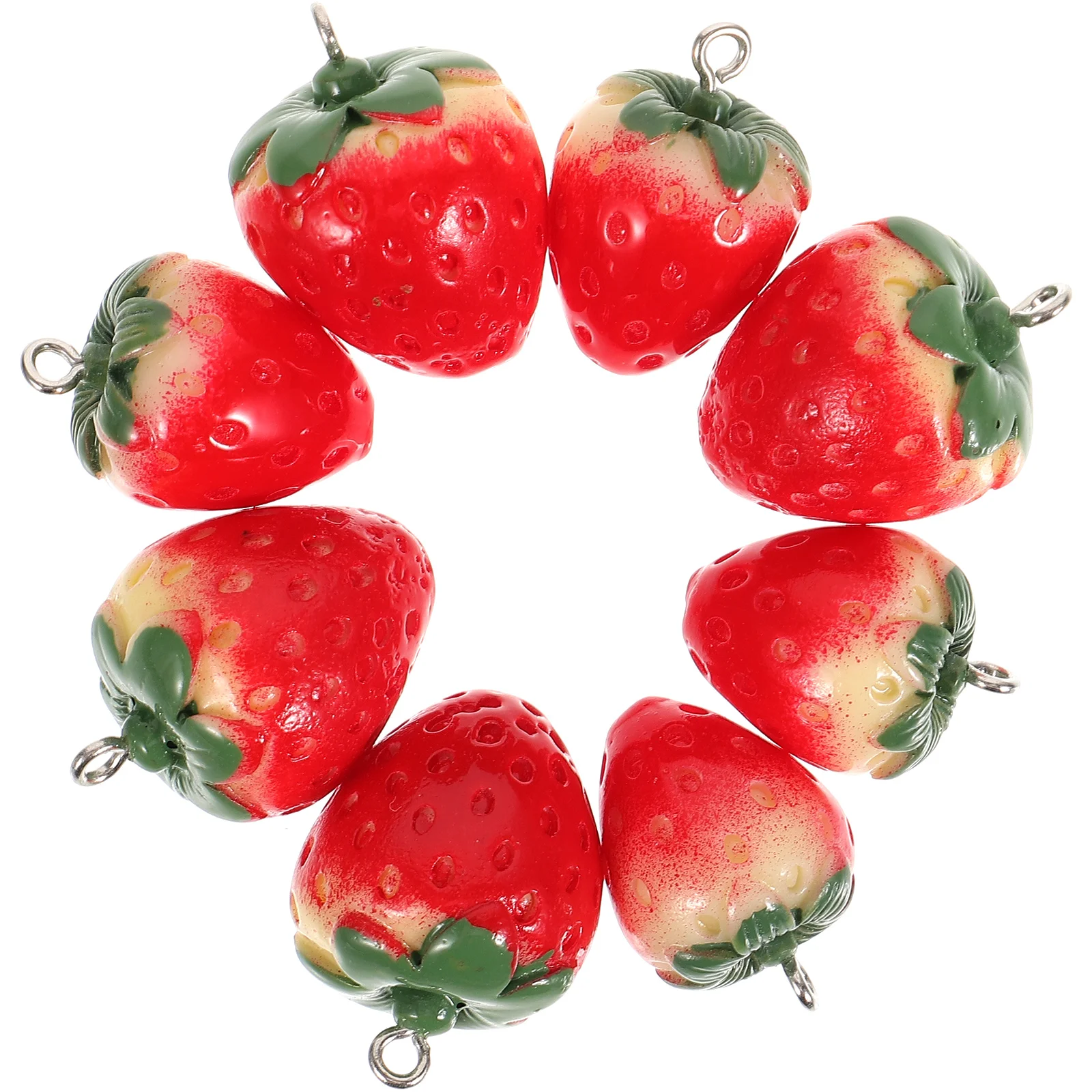 8 Pcs Resin Strawberry Accessories 4 Large 4 Small Jewelry Charms for Necklace Earrings Bracelet Bag naments Craft Projects