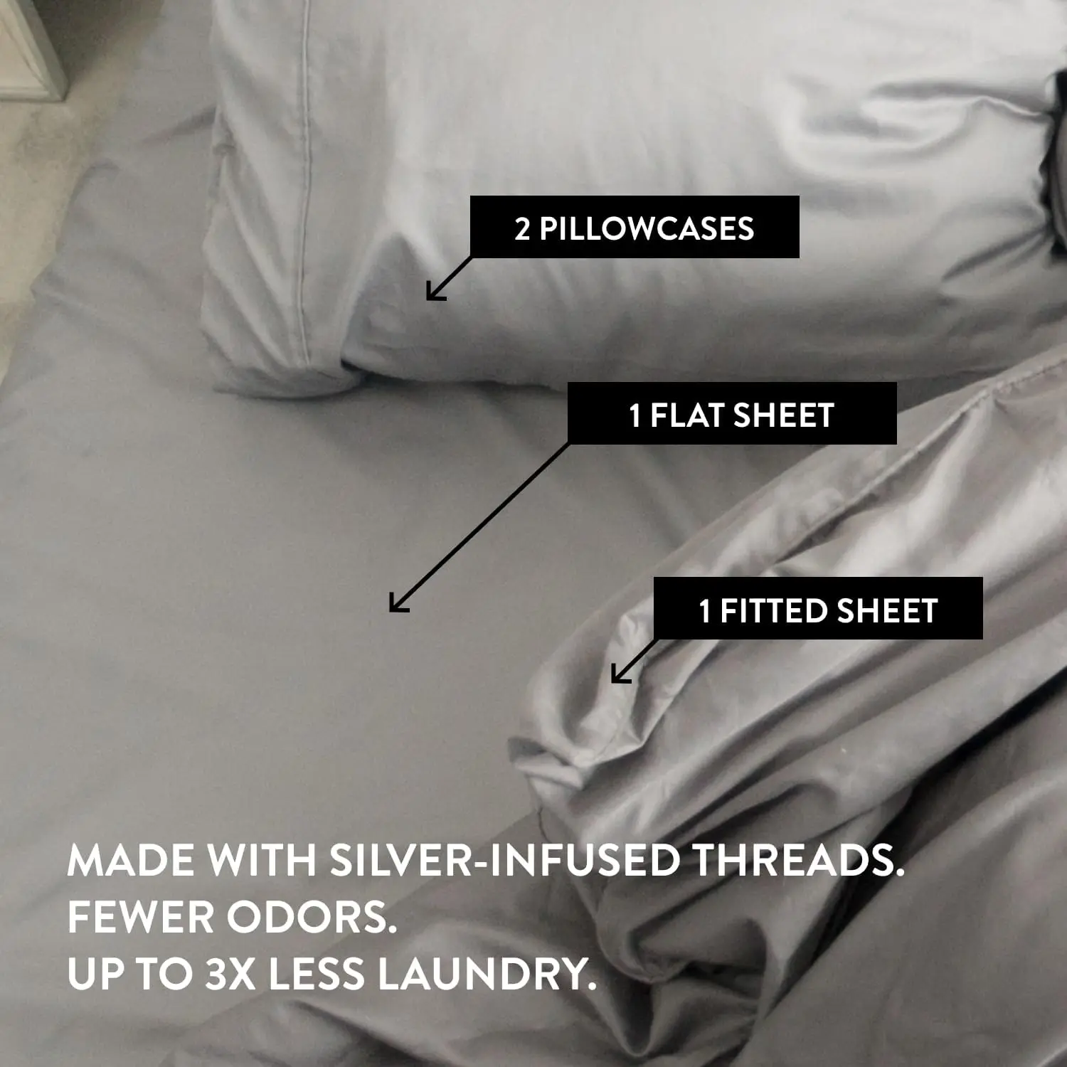 Size 4-Piece Sheet Set - 300 Thread Count Comfy Cooling Sheets - Silver-Infused Temperature Control Sheets - Breathable Sheets