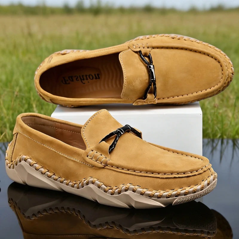 

Comfortable Men Loafers Casual Shoes Genuine Leather Breathable Men Flats Driving Shoes 2026 Autumn New