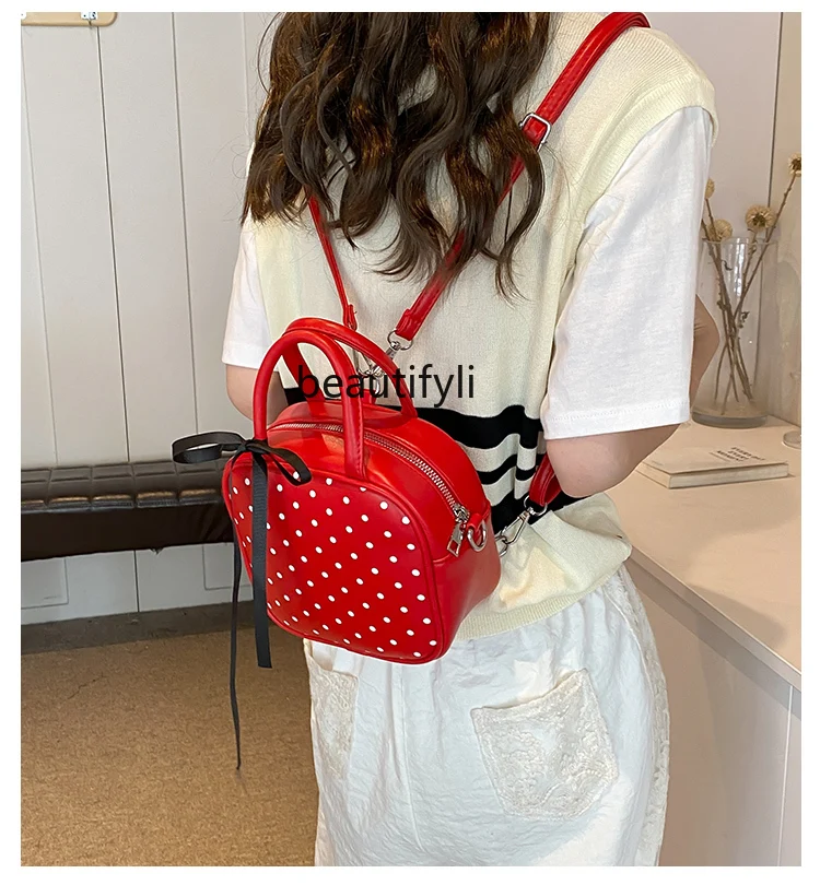 Niche Personality Ins Trendy Fashion Bag New Hand-Carrying Polka Dot Small Square Bag High-Grade Messenger Bag