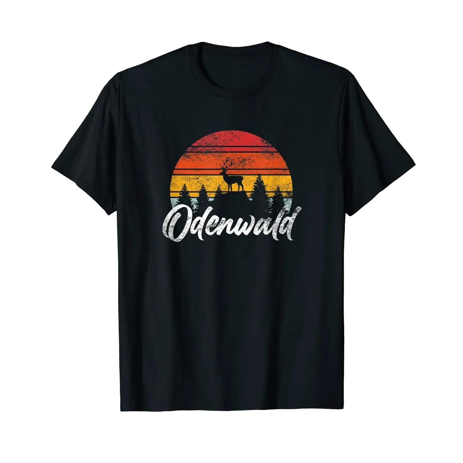 Odenwald Homeland Deer Forest Odenwälder Hiking Mountains T Shirt black vintage Washed homme Casual Unisex Soft