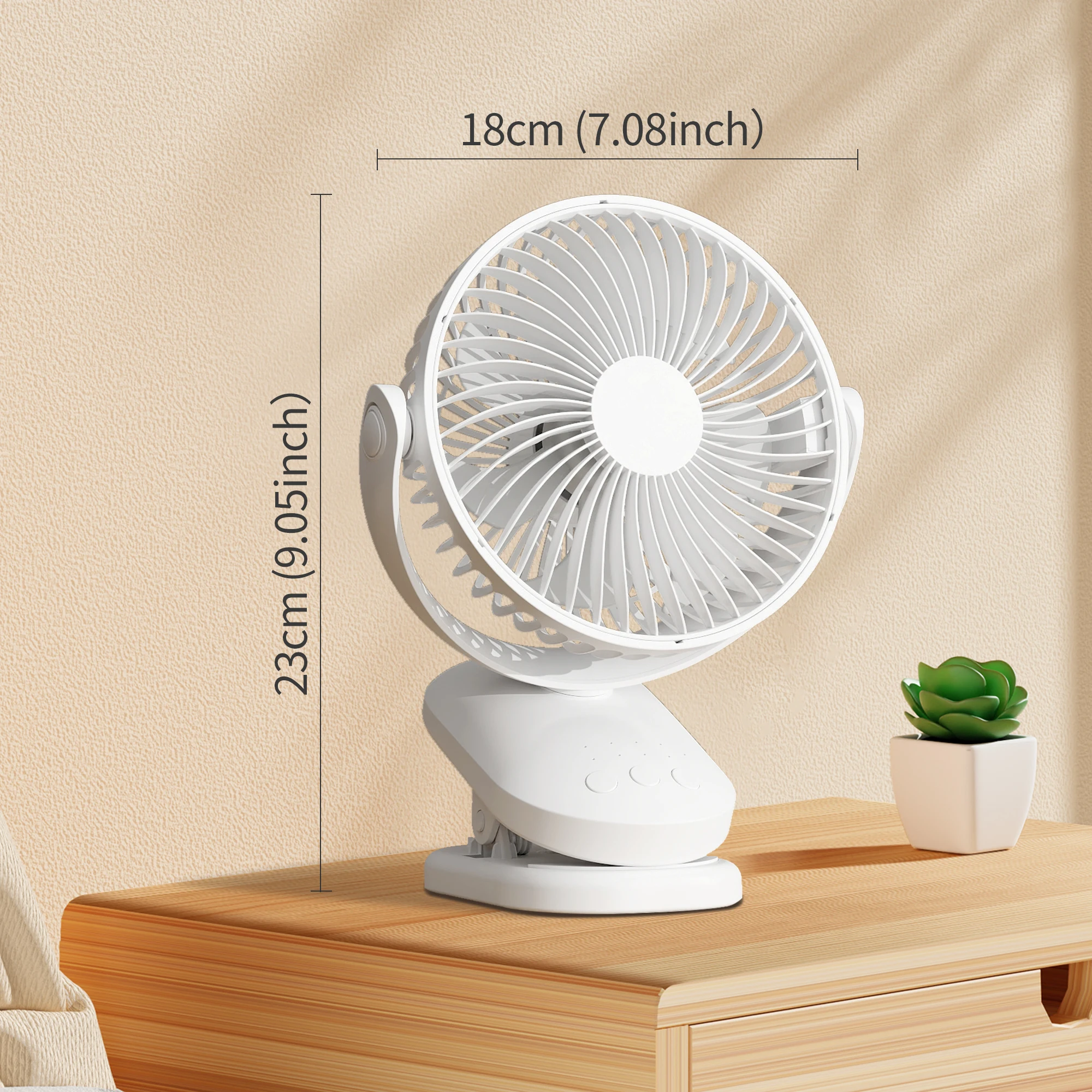 مراوح محمولة بمشبك عربة أطفال بأربع سرعاتٍ ، مروحة طاولة صغيرة هادئة ، قابلة للدوران بالبطارية ، قابلة لإعادة الشحن