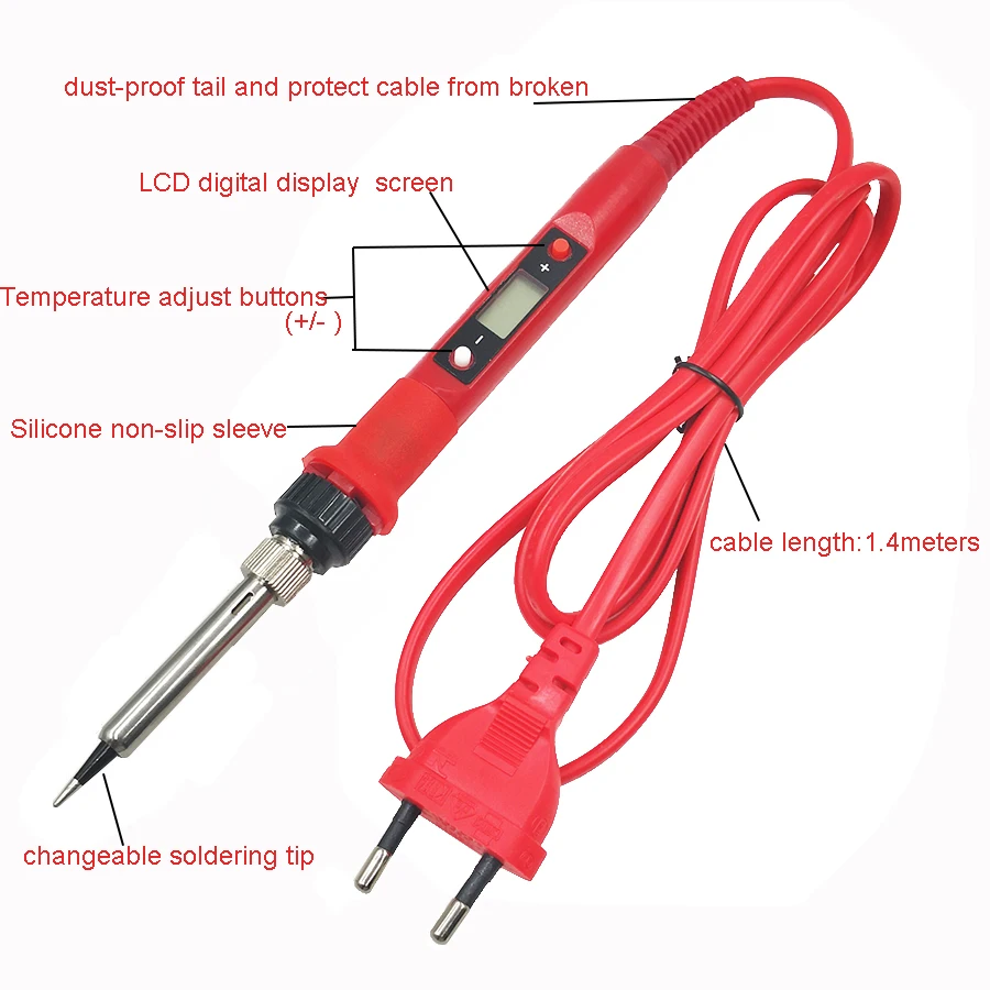 80W Digitale Elektrische Lötkolben Set Kit 220V 110V Temperatur Einstellbar LCD Display Solder Schweißen Eisen Werkzeug tipps – Detail 11
