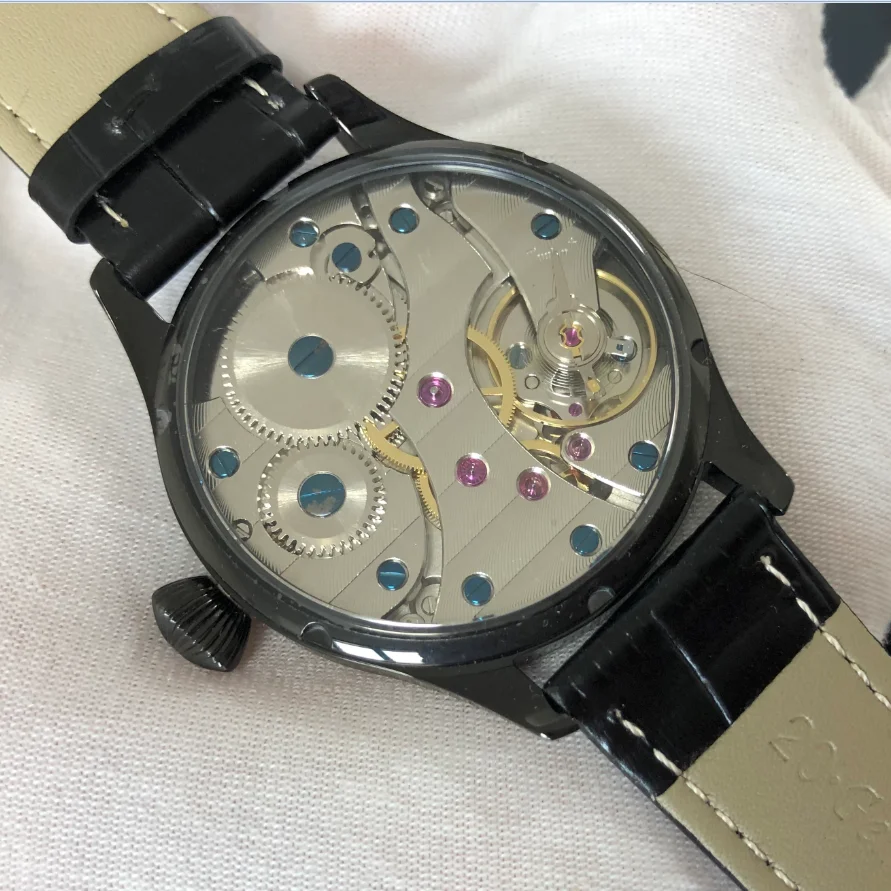ساعة ميكانيكية يدوية للرجال 41 ملم ساعة ميكانيكية يدوية ETA6498 ساعة رجالية مضيئة طيار GR1028-25