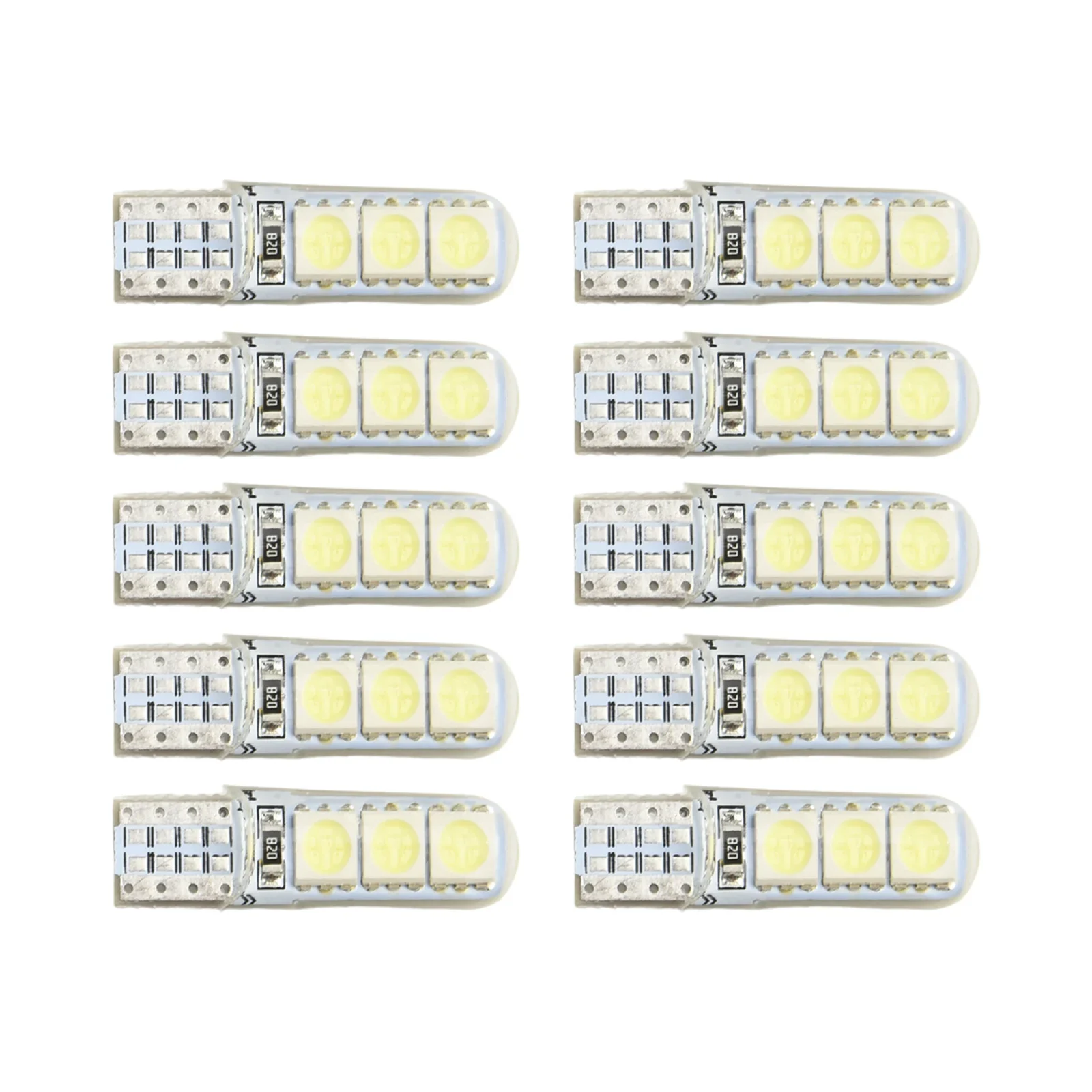 실리콘 쉘 캔버스 램프, 흰색 12V DC 번호판, 194 W5W Car-5050-6SMD, 매우 밝은 에너지 절약