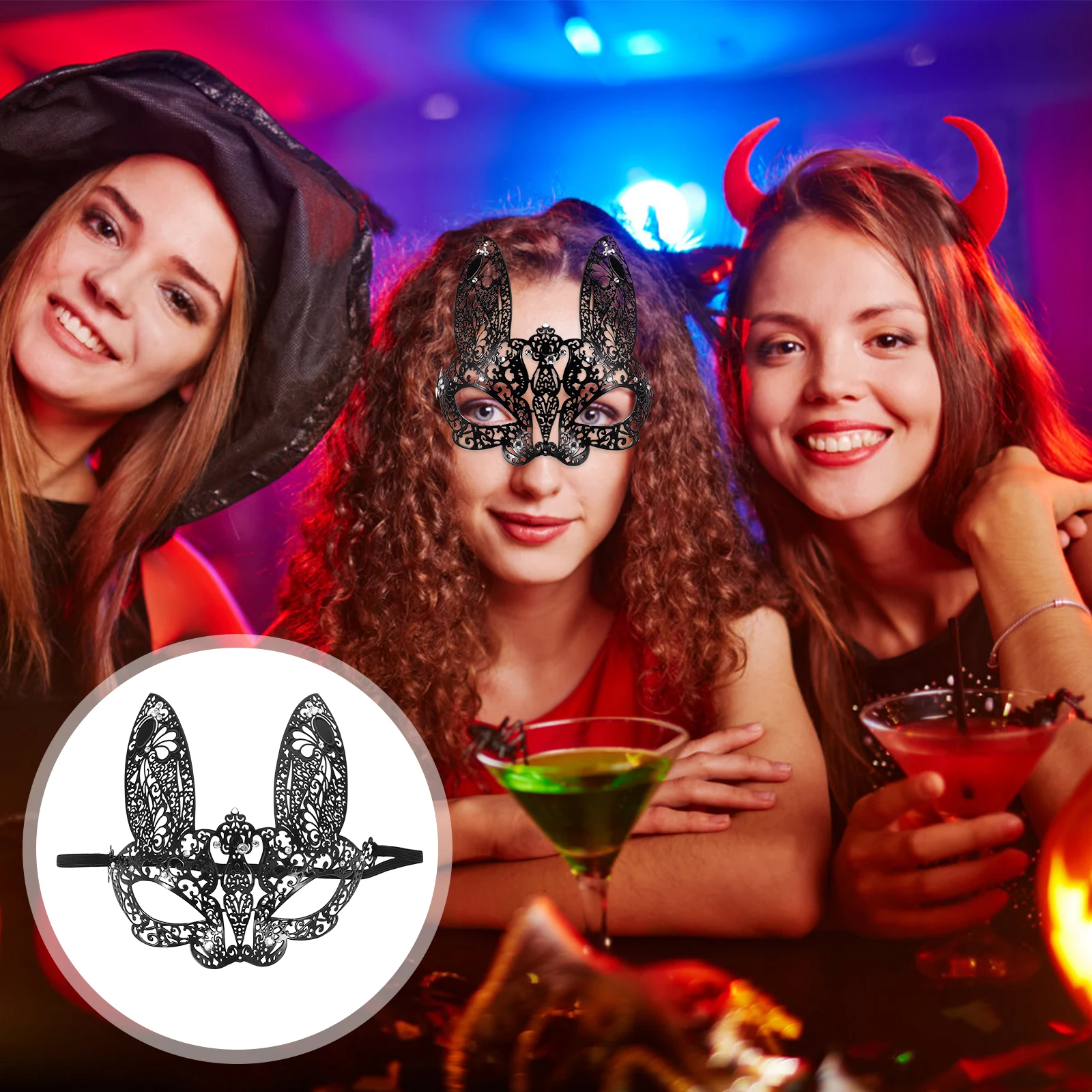 

Rhinestone Venetian Half Face Cosplay Costume Accessory For Halloween Carnival Masquerade Party Adjustable Ribbon Fit Adults