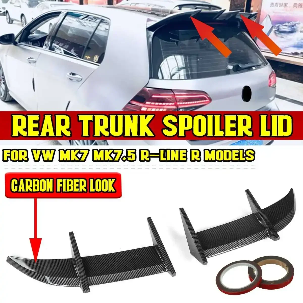 

2PCS MK7 AK Style Car Rear Trunk Spoiler Lip Boot Wing Lip Car Rear Roof Lip Spoiler For Volkswagen For VW MK7 MK7.5 R-LINE R