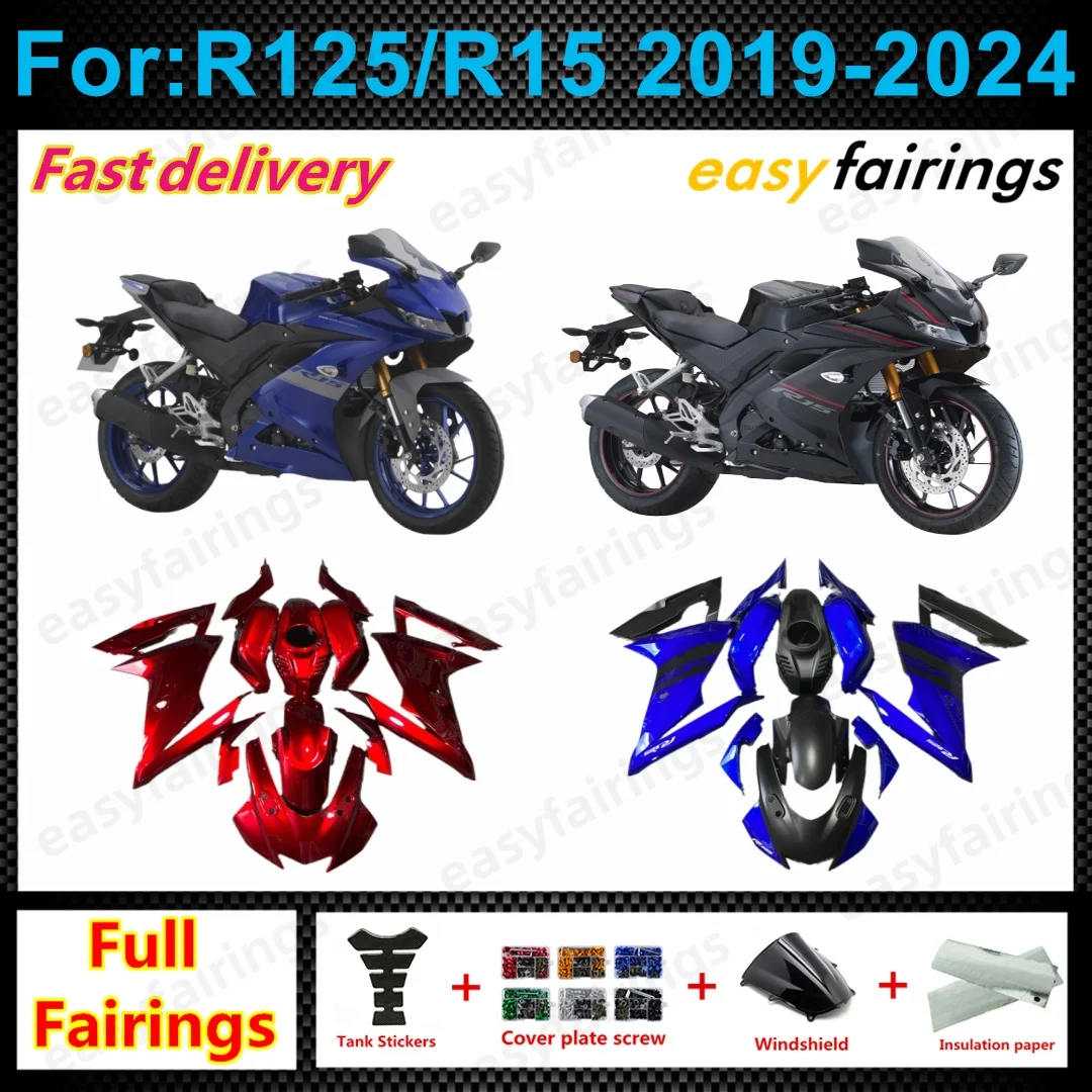 Motorcycle ABS Injection Fairing Kit Fit For YZF R125 R15 2019‑2024 Complete Bodywork Panel Aftermarket Replacement Fairings Set