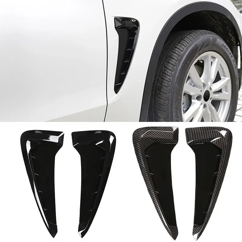 

2PCS ABS Black/Carbon Fiber Car Shark Gills Side Fender Vent Stickers For BMW X5 F15 X5M F85 2014-2018 Auto Accessories