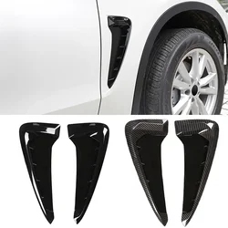 2PCS ABS Black/Carbon Fiber Car Shark Gills Side Fender Vent Stickers For BMW X5 F15 X5M F85 2014-2018 Auto Accessories