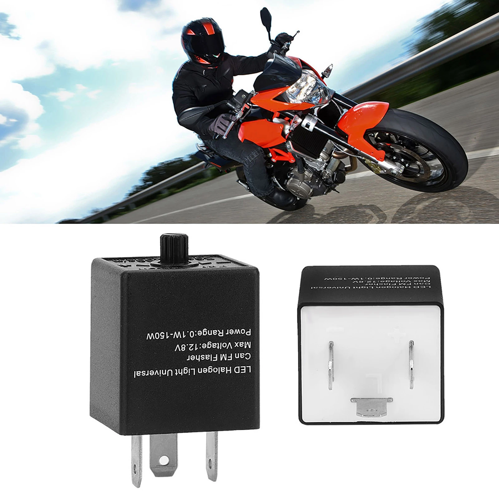 12V 3‑PIN Adjustable LED Flasher Relay Turn Light Blinker For Automotive Motorcycle 3‑PIN LED Flasher LED Flasher