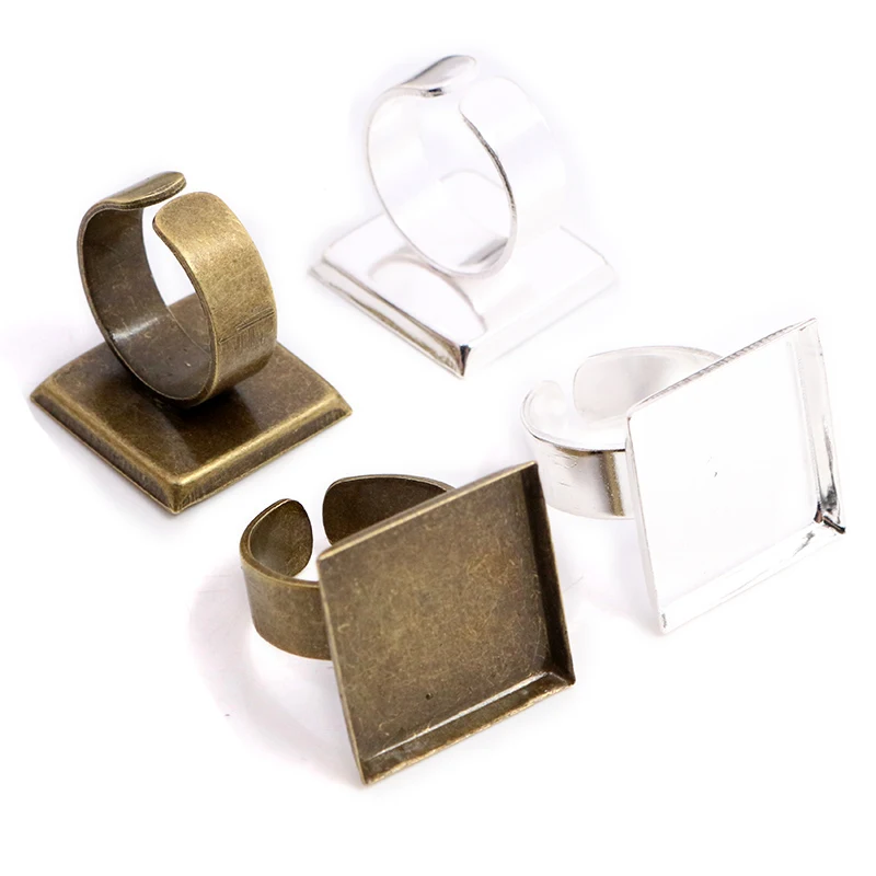 20mm 10 sztuk posrebrzane i brązowe kolory Plated plac regulowany pierścień ustawienia Blank/Base,Fit 20mm szklane Cabochons, przyciski
