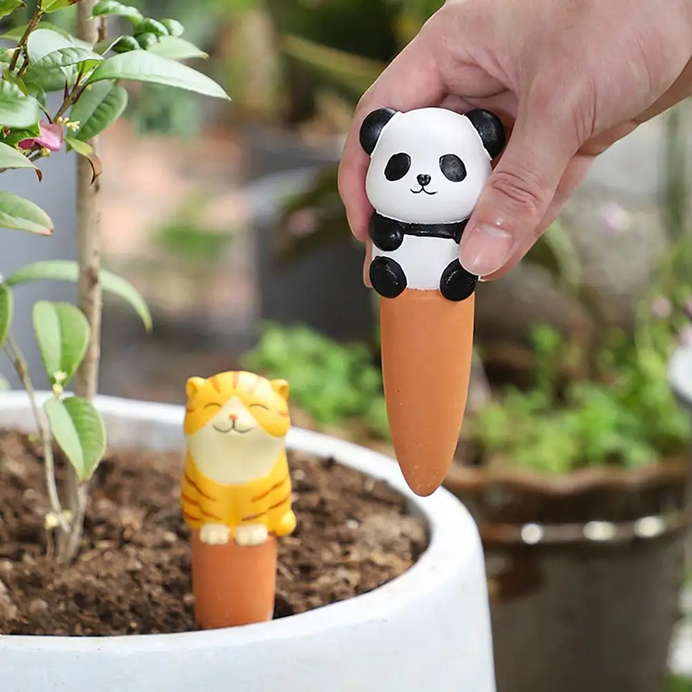 4 Pcs Set Plant Watering Spikes Cute Animal Self Watering Stakes Automatic Slow Release Clay Watering Tool