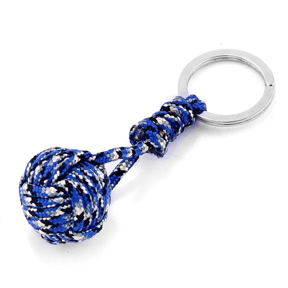 1pcs Polyester Braided Rope Ball Key Chain Self Defense Parachute Lanyard Survival Outdoor Camping Keyring Jewelry Gifts