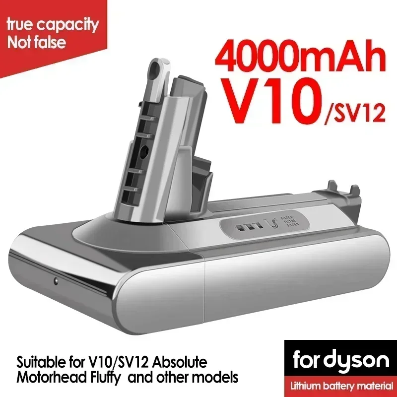 SU Dyson V8 V7 Vacuum Cleaner Battery SV10 5000mAh 21.6V Full/Fluffy/Animal Cleaning Battery and 4.0mAh Replacement Li-Ion Batte